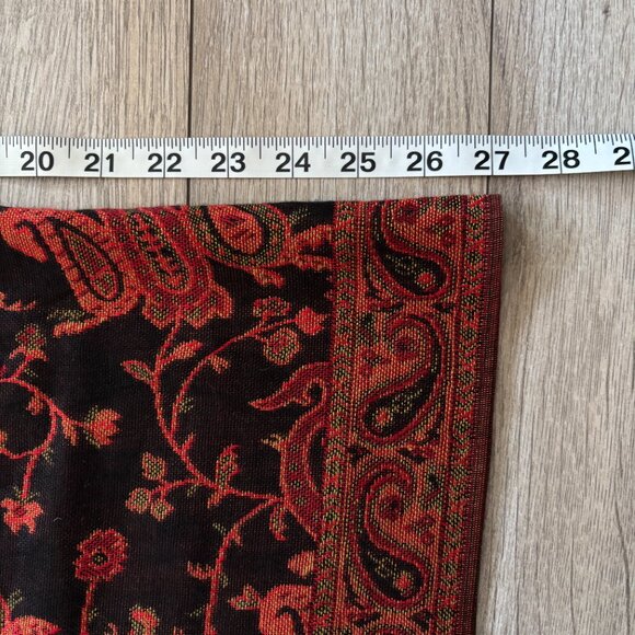 Floral Paisley Silk Pashmina Shawl Reversible Scarf Red Black Boho Maximalism - Picture 15 of 15
